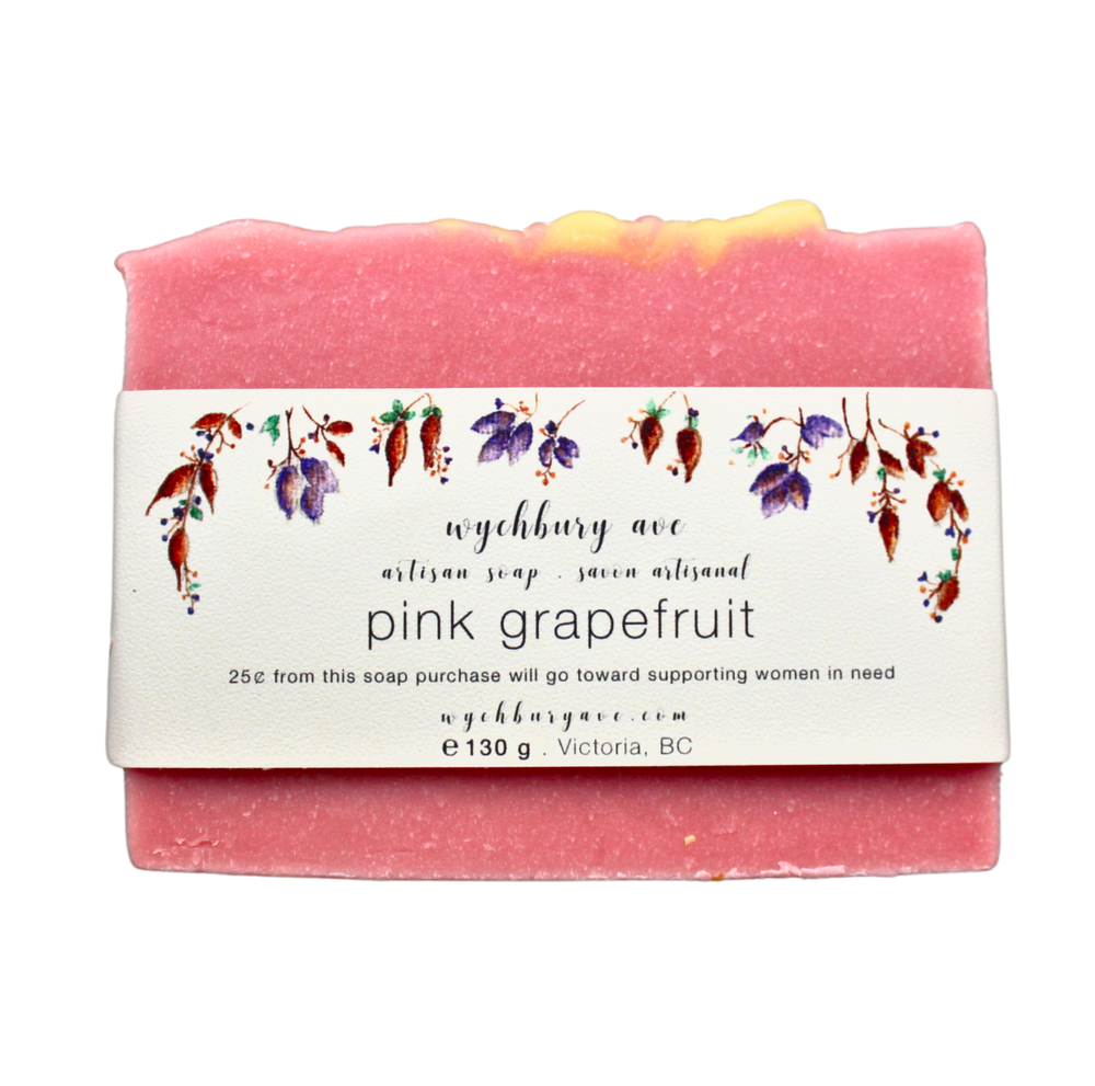 pink grapefruit bar soap with yellow texture