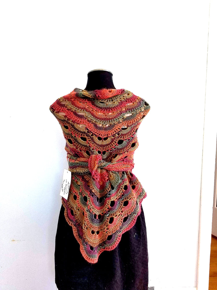 Sunrise Reversible Crocheted Shawl, Scarf & Wrap