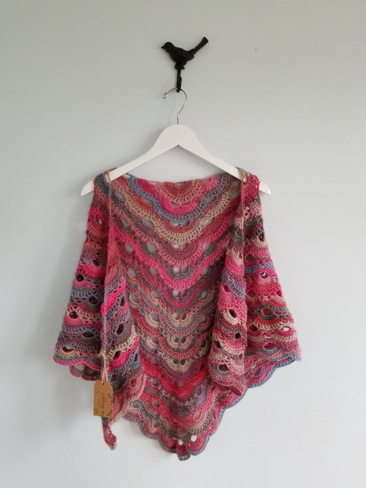 Vintage Heart Shawl | Pink Crocheted Shawl & Scarf