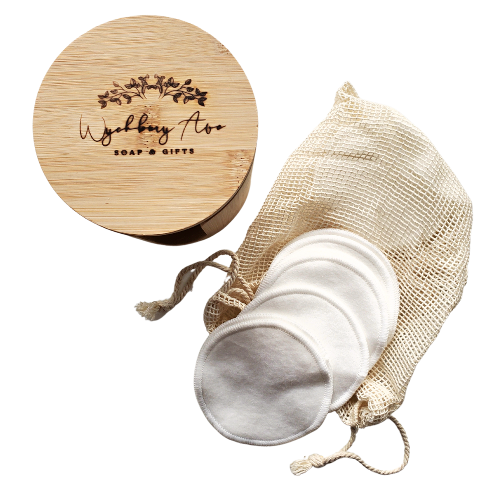 Organic Reusable Cotton Rounds with Bamboo Case