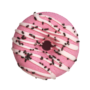maple sugar pink donut bath bomb with chocolate sprinkles