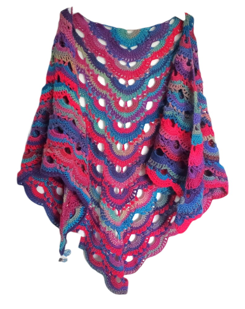 Fairweather Reversible Shawl & Scarf | Pink & Blue Crocheted Scarf