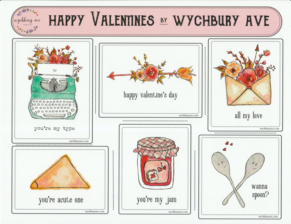 Printable Valentines for Friends | Printable Vintage Style Valentines | Whimsical and Funny Valentines