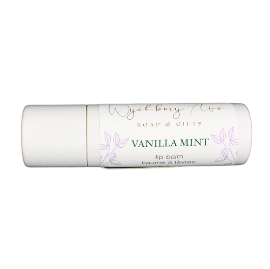 vanilla mint lip balm in compostable tube