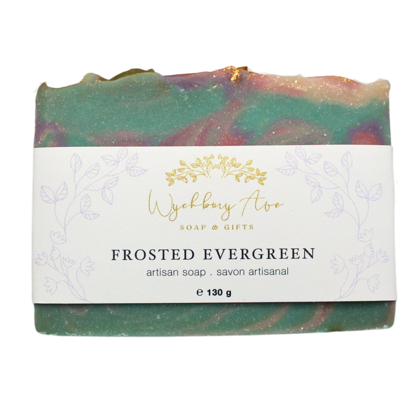 frosted evergreen holiday bar soap