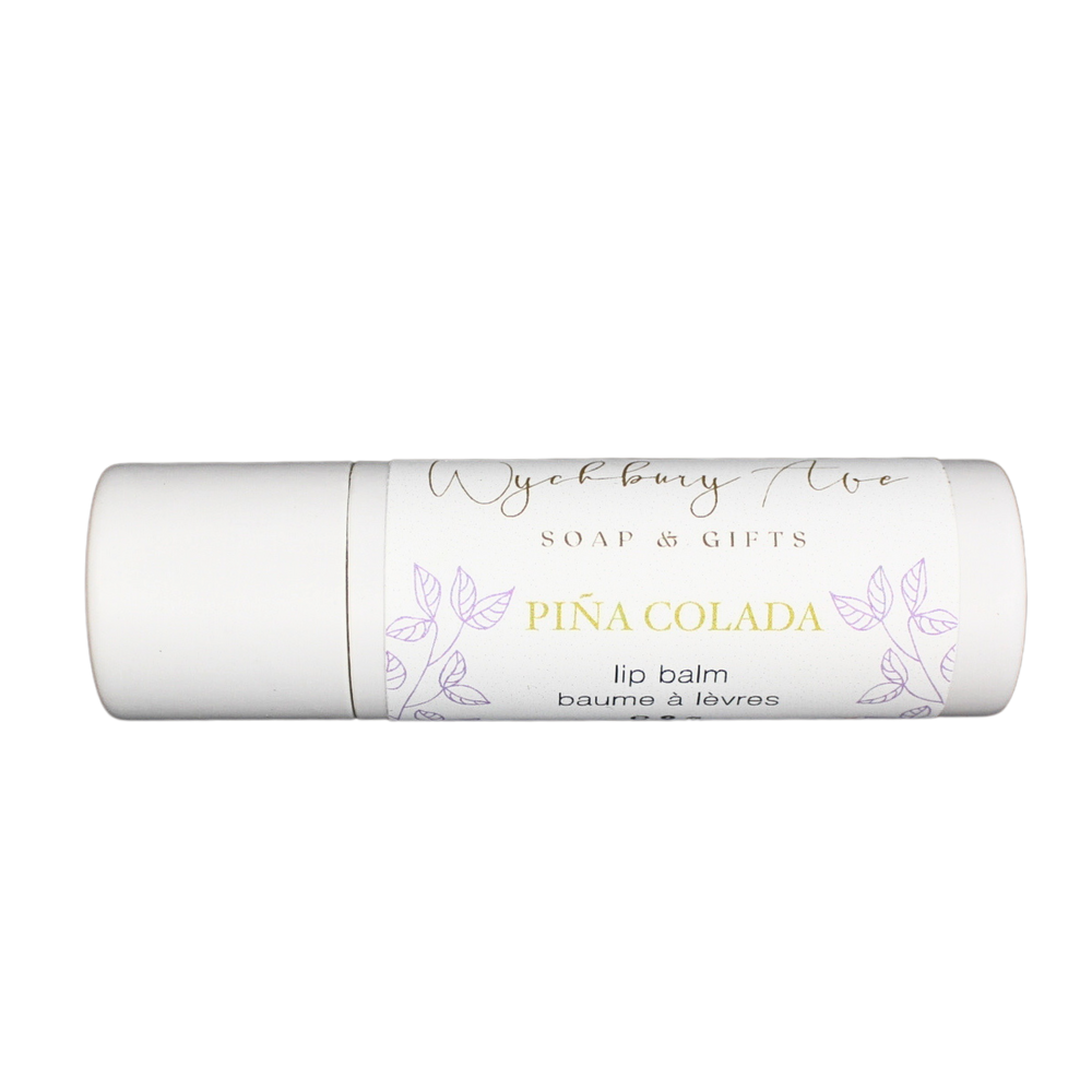 pina colada lip balm in compostable tube