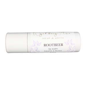 rootbeer lip balm in compostable tube