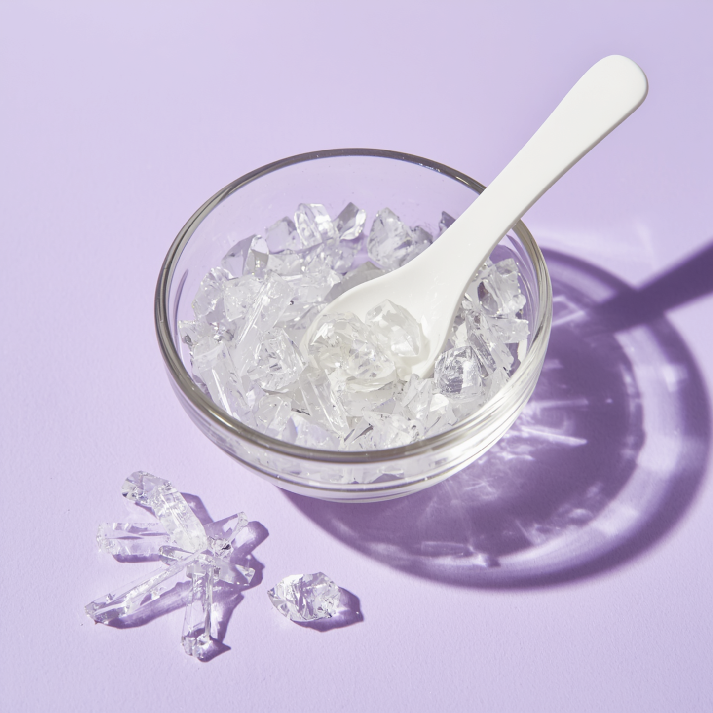 Menthol crystals in a glass bowl 