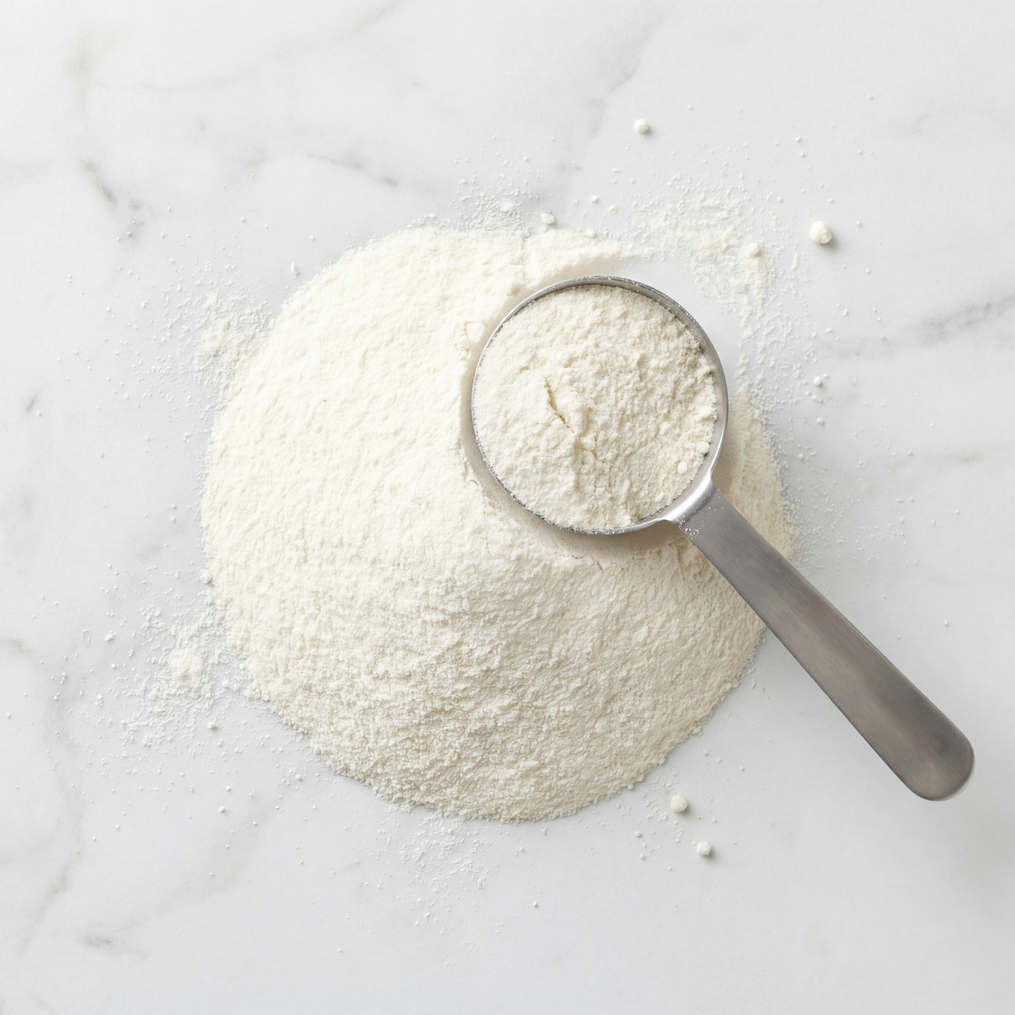 sodium cocoyl isethionate powder on marble countertop