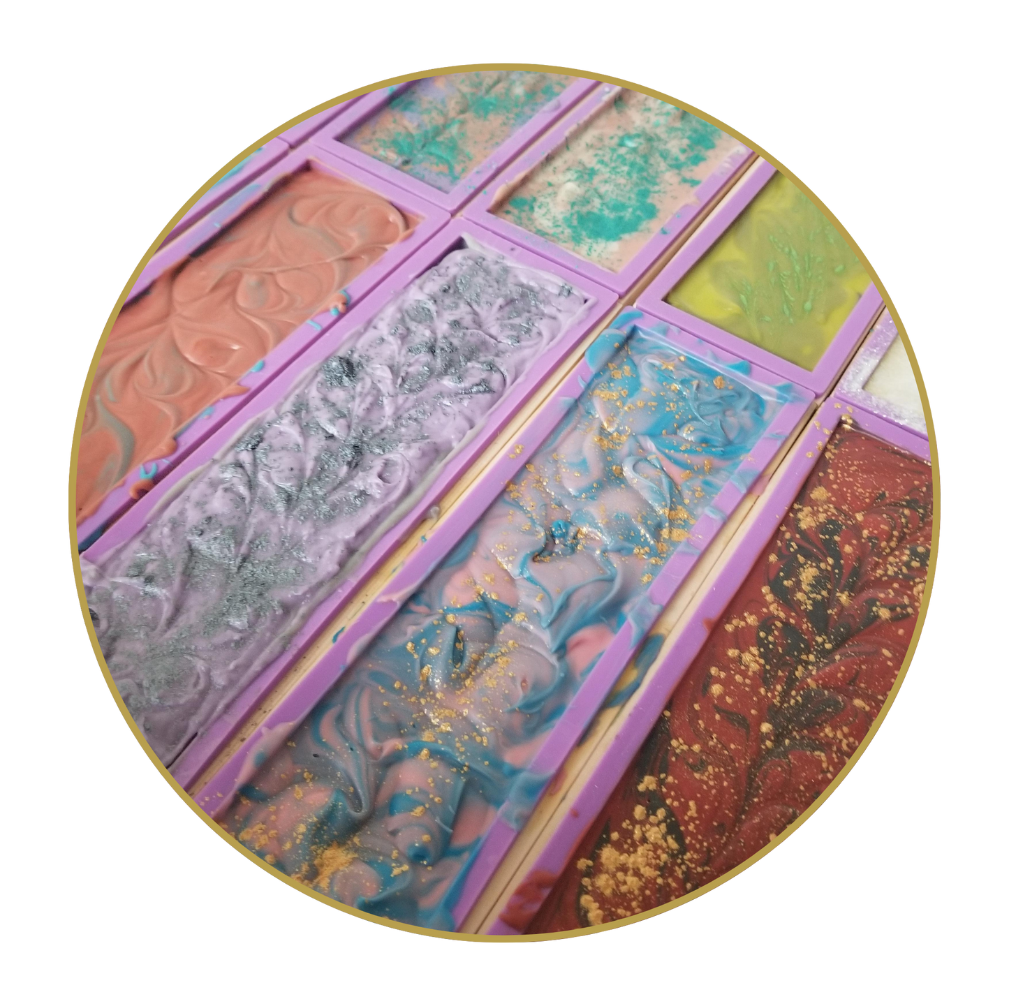 Loaves of colourful handmade soap