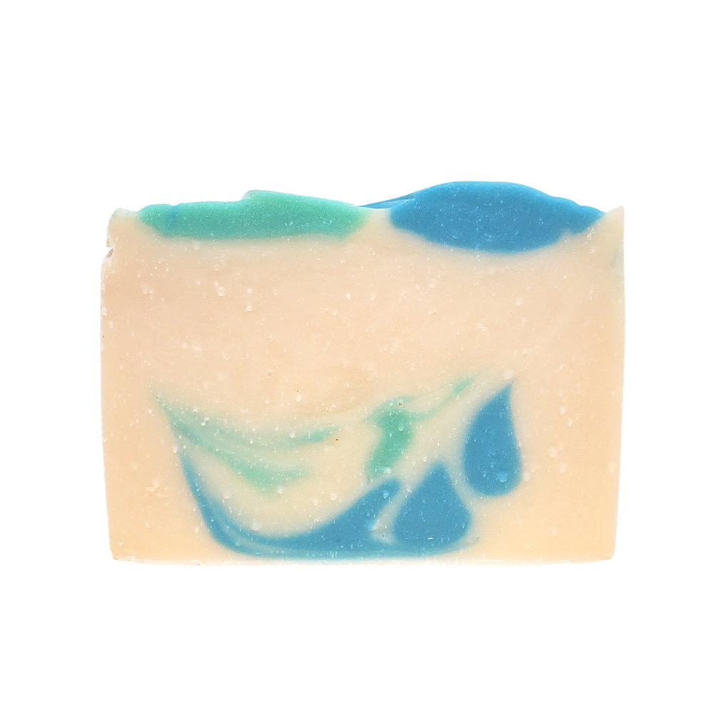 creamy bar soap with blue and green swirls