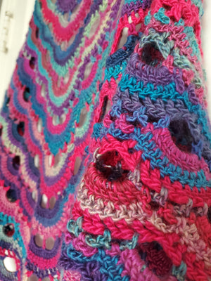
                
                    Load image into Gallery viewer, Fairweather Reversible Shawl &amp;amp; Scarf | Pink &amp;amp; Blue Crocheted Scarf
                
            