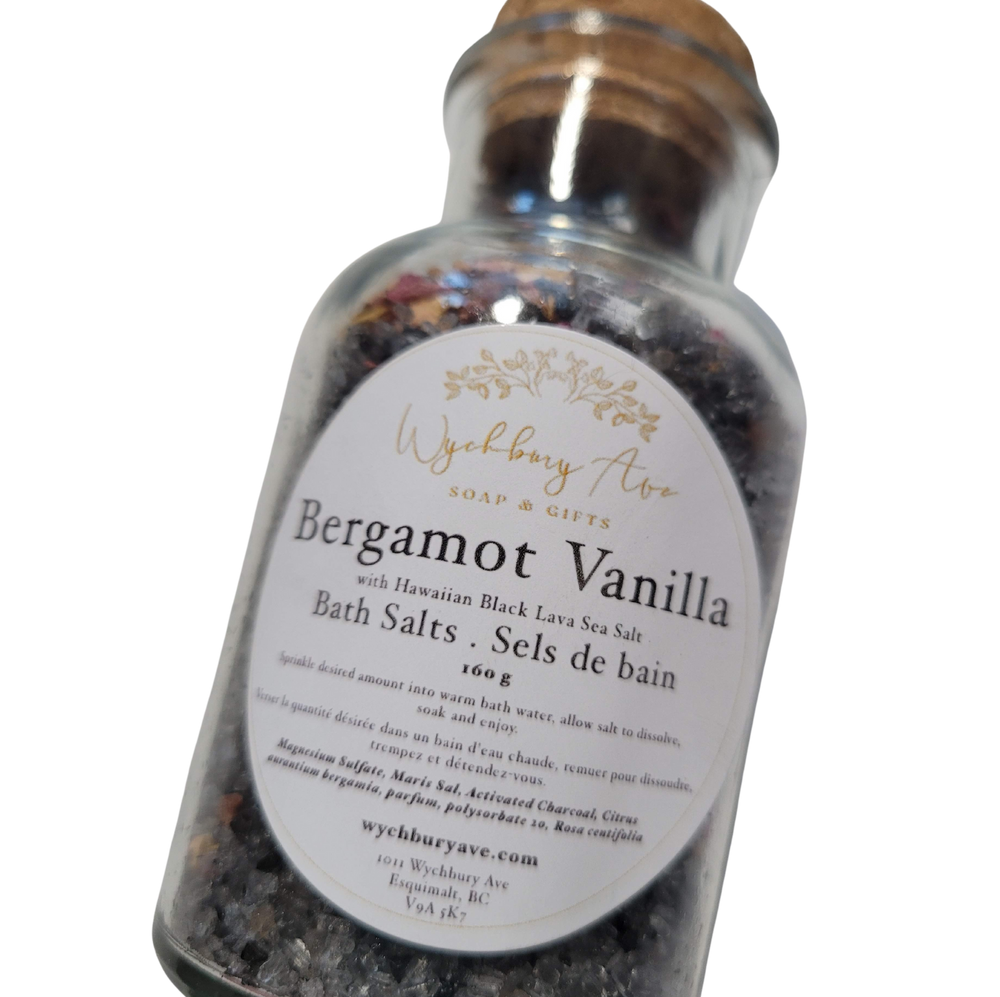 Bergamot Vanilla Bath Salts with Himalayan Black Lava Salts
