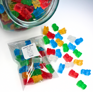 
                
                    Load image into Gallery viewer, colourful gummy bear soaps in bags
                
            