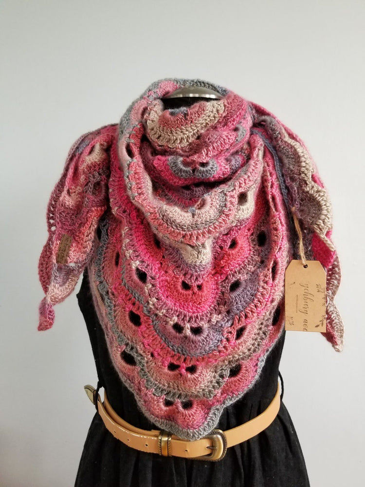 
                
                    Load image into Gallery viewer, Vintage Heart Shawl | Pink Crocheted Shawl &amp;amp; Scarf
                
            