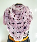 Vintage Pearl Hand Knit Scarf | Reversible Pink Shawl & Scarf