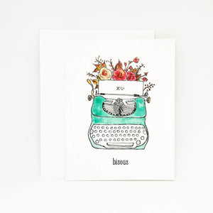 Carte St-Valentin style vintage | Whimsical Vintage Typewriter Card | French Greeting Card