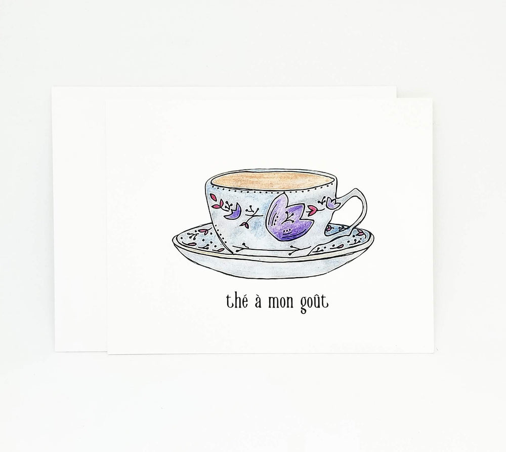 Carte St-Valentin avec une tasse de thé | Tea Lovers French Valentine's Day Card
