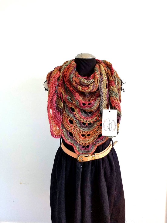 Sunrise Reversible Crocheted Shawl, Scarf & Wrap