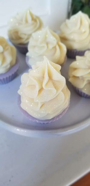 
                
                    Load image into Gallery viewer, cupcake soaps with glitter on top
                
            