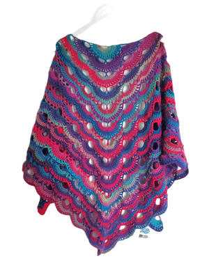 
                
                    Load image into Gallery viewer, Fairweather Reversible Shawl &amp;amp; Scarf | Pink &amp;amp; Blue Crocheted Scarf
                
            