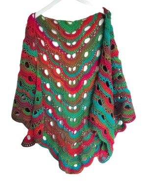 
                
                    Load image into Gallery viewer, Anne with an E | Colourful Handmade Shawl | Green &amp;amp; Orange Crochet Scarf &amp;amp; Shawl
                
            