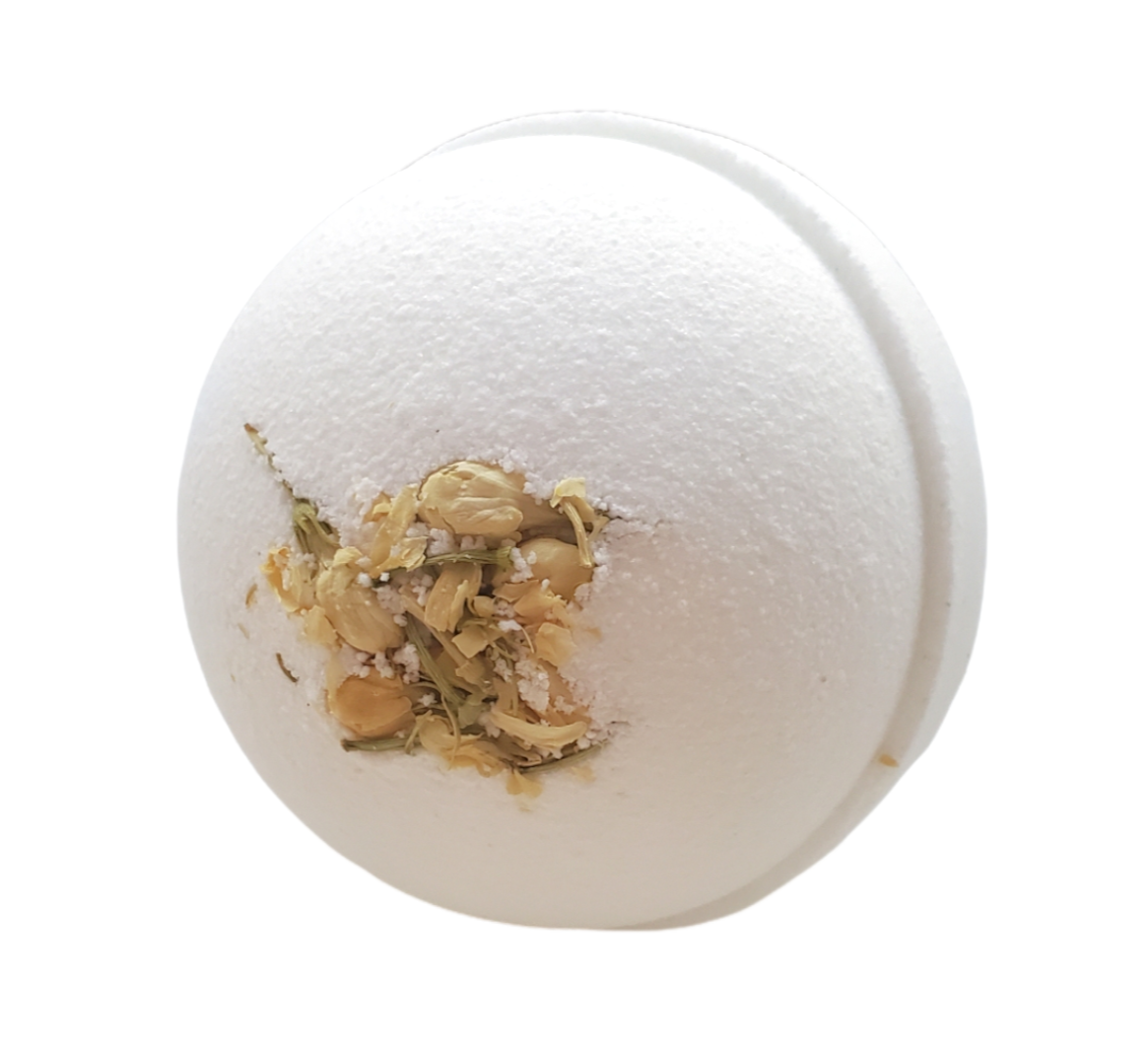 Natural eucalyptus bath bomb with jasmine flowers