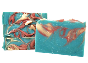 Blue, red and white holiday bar soap