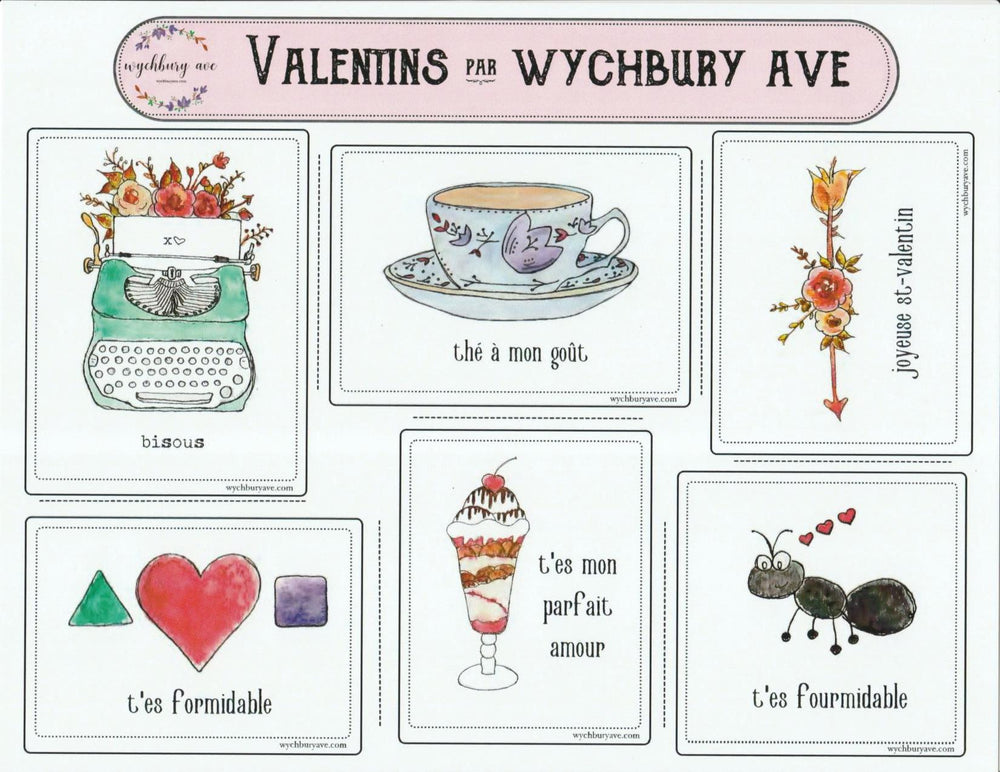 Printable French Valentines with Puns | French Puns | Cartes de Saint-Valentin Imprimables